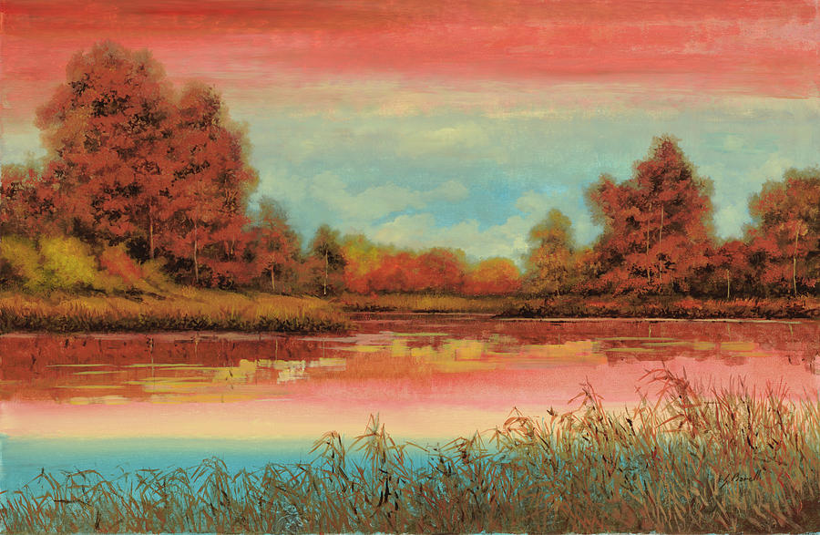 Fall Painting - Autunno Sul Lago by Guido Borelli Fall Painting - Autunno Sul Lago by Guido Borelli