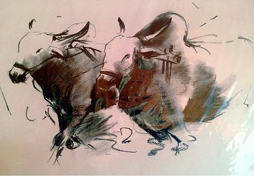 Avail Aggressive bull forms Sketch by Sachin Kute Painting by Sachin ...