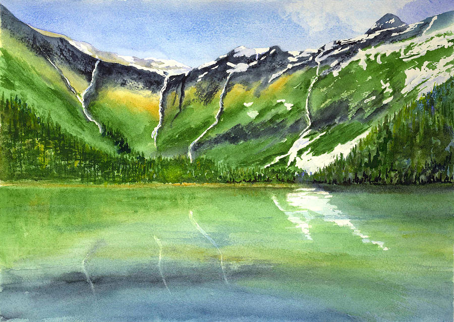 Avalanche Lake - Glacier Painting by Marsha Karle