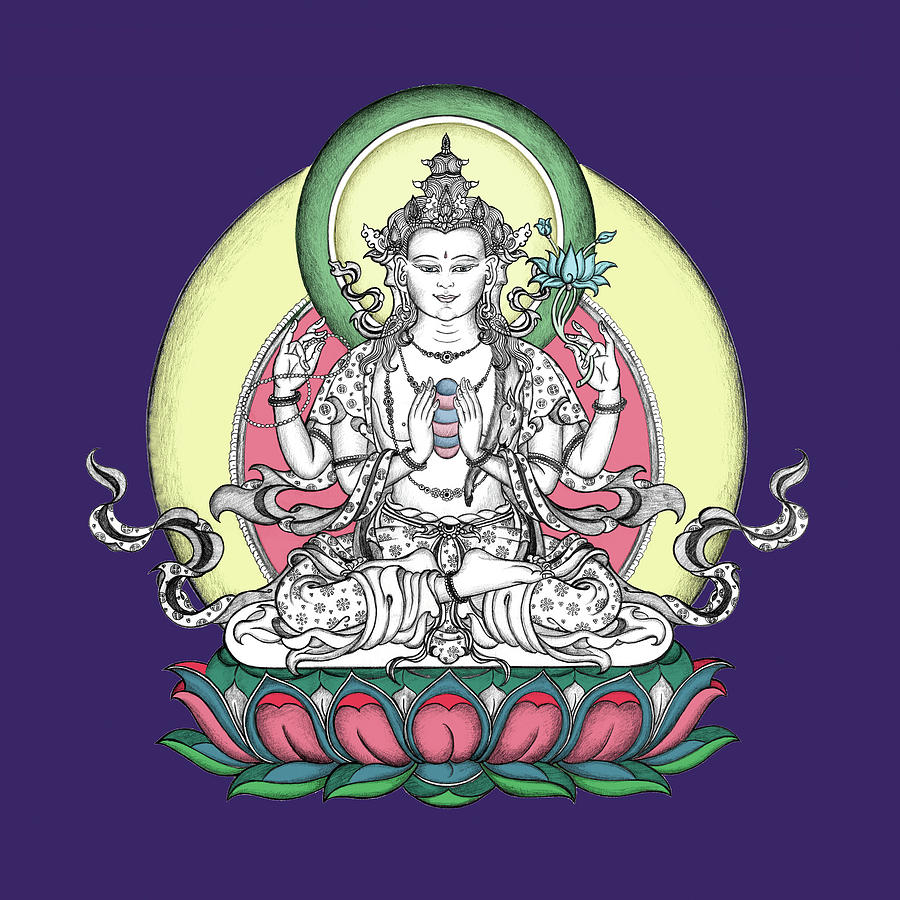 Avalokiteshvara Drawing by Carmen Mensink