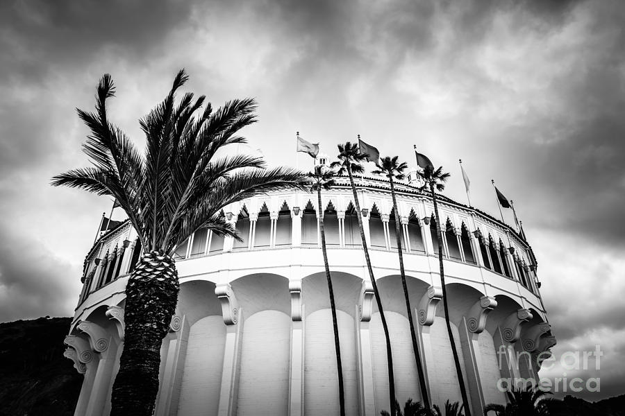 Avalon Casino Catalina Island Black and White Photo Photograph by Paul Velgos