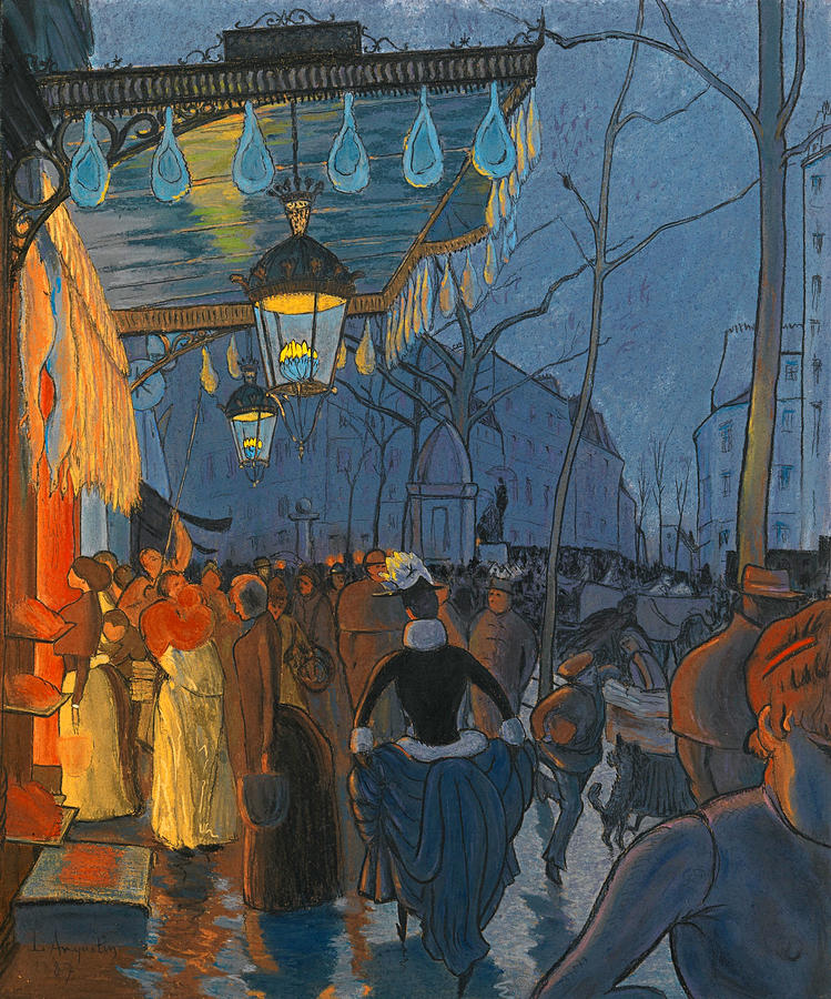 Avenue de Clichy. Five OClock in the Evening Drawing by Louis Anquetin