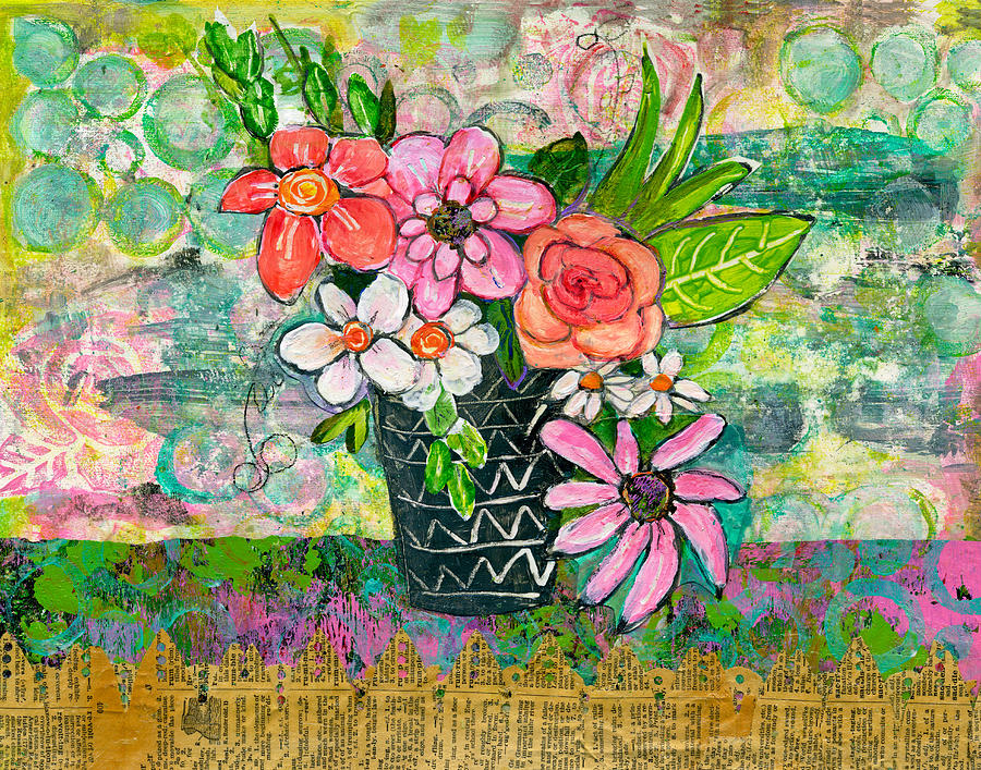 Avery Daisy Flower Painting by Blenda Studio