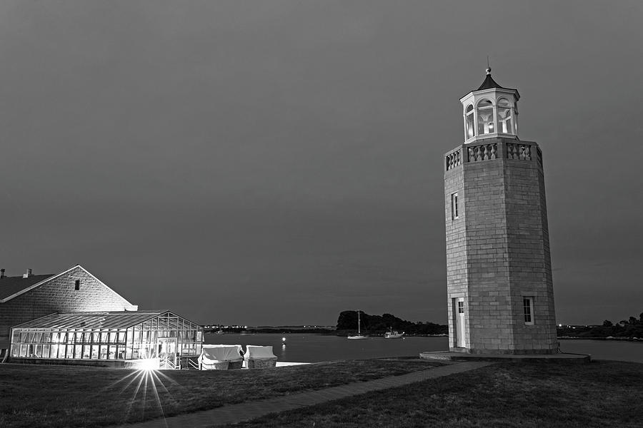 Avery Point Lighthouse Groton CT Connecticut Black and White Photograph by Toby McGuire