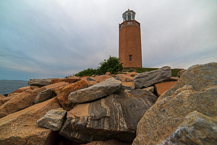 Avery Point Lighthouse Marbled Rock Groton CT Connecticut Photograph by Toby McGuire