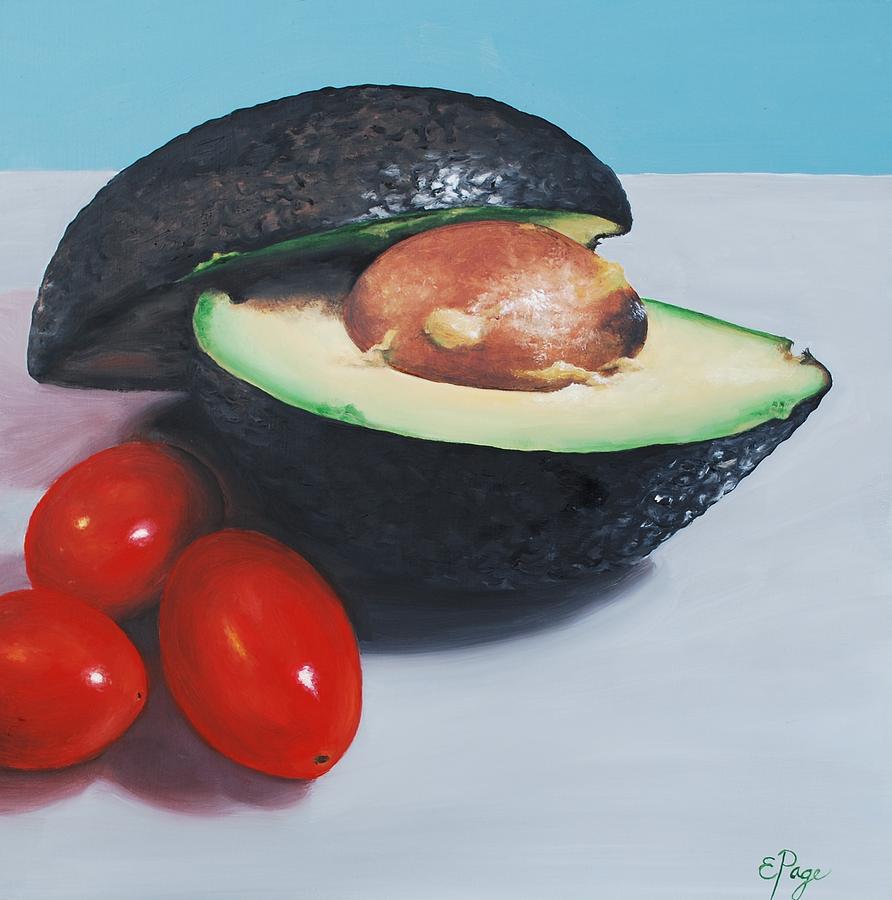 Avocado and Cherry Tomatoes Painting by Emily Page