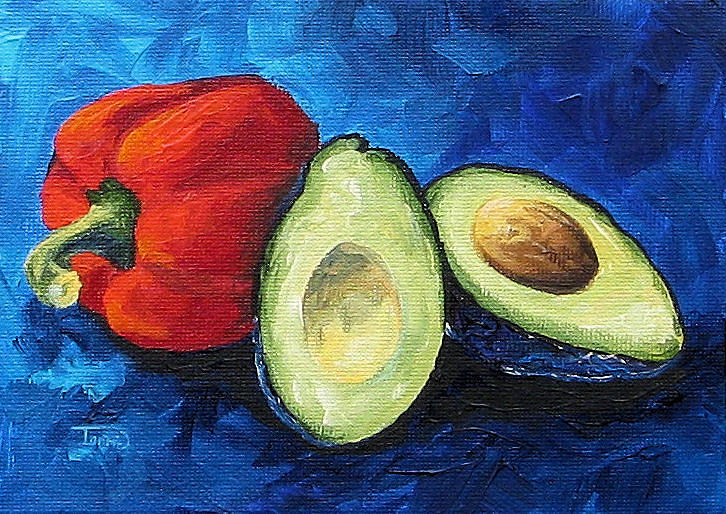 Avocado and Pepper  Painting by Torrie Smiley
