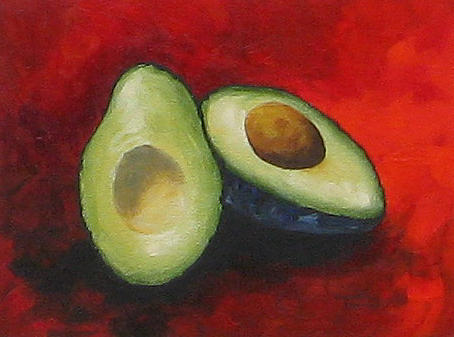 Avocado on Red  Painting by Torrie Smiley