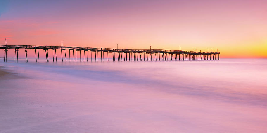 Avon Fishing Pier at Outer Banks Sunrise Panorama Photograph by Ranjay Mitra