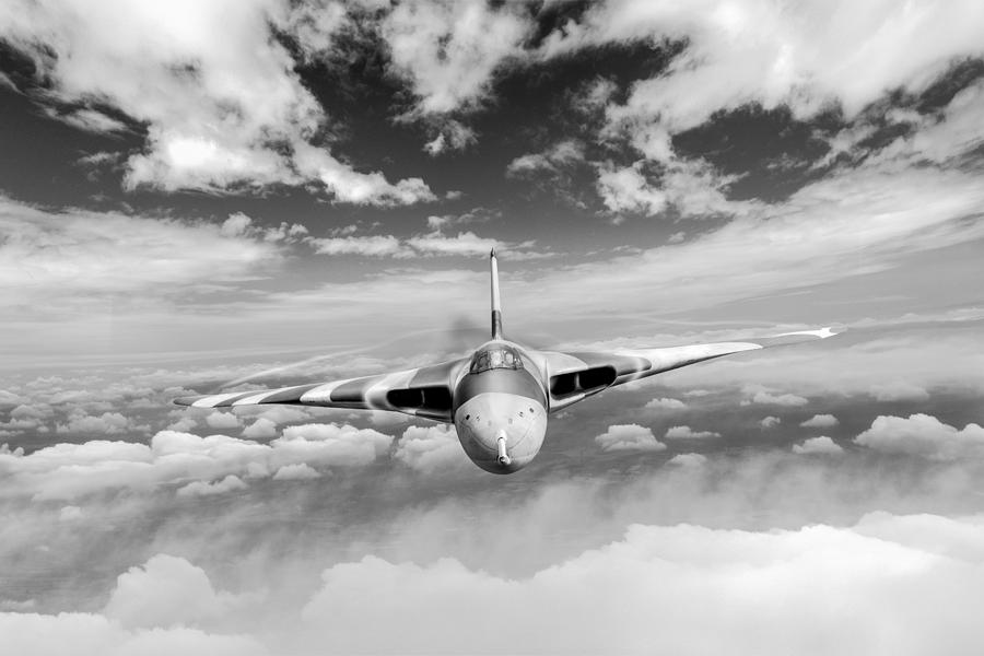 Airplane Digital Art - Avro Vulcan head on above clouds by Gary Eason