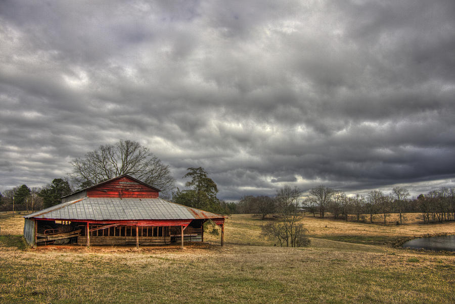 Winter Photograph - Awaiting Spring The Red Barn by Reid Callaway