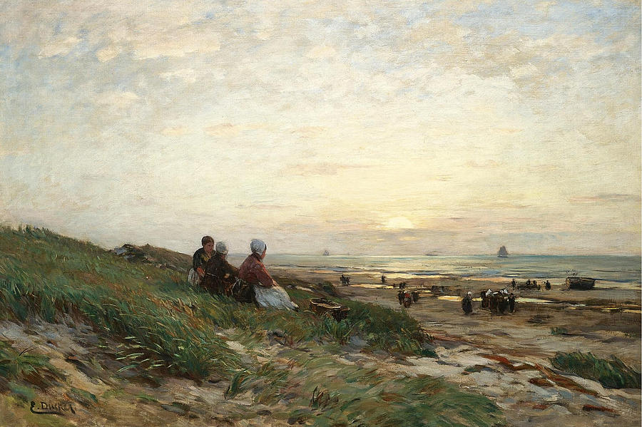 Awaiting the Fishermens Return Painting by Eugen Gustav Dukker