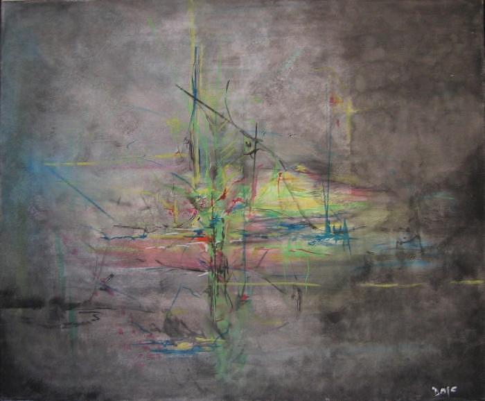 AWAKENING ABSTRACT 1 Black Background Bright Detail Painting by Lizzy Forrester