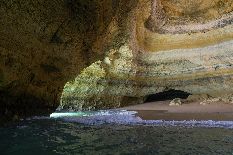 Awesome Adventure - Swimming in a Sea Cave in Algarve Portugal Photograph by Georgia Mizuleva