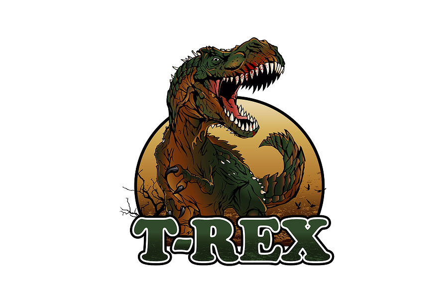 Awesome T-rex Brown And Green Illustration Digital Art by Johnnie Art ...