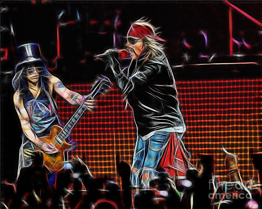 Axl Rose and Slash Guns N Roses Mixed Media by Marvin Blaine