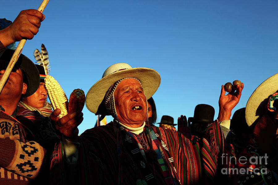 Thanksgiving Photograph - Aymara New Year Harvest Thanksgiving Bolivia by James Brunker