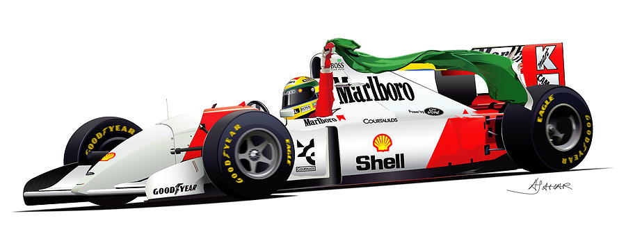 Ayrton Senna illustration Digital Art by Alain Jamar