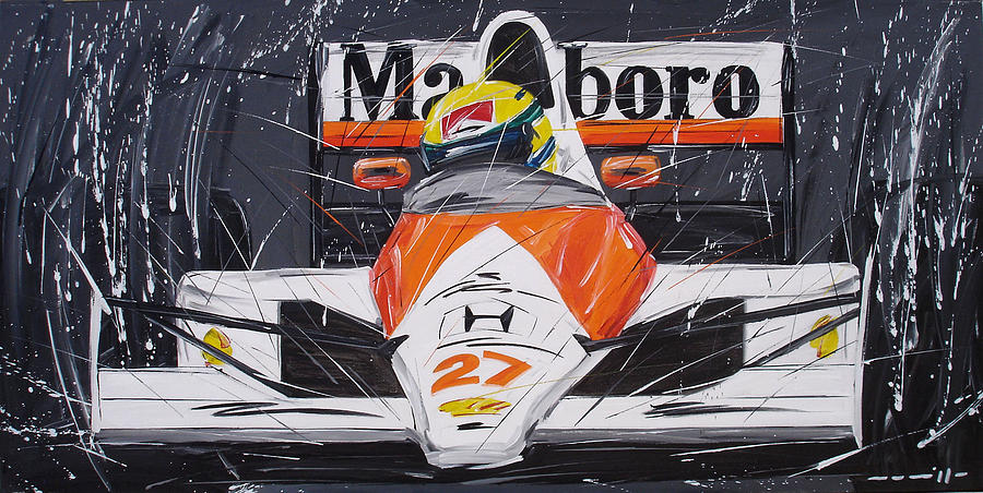 Car Painting - Ayrton Senna Mac Laren 27 by Roberto Muccilo