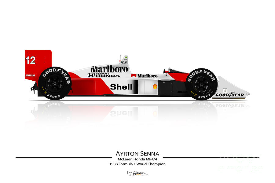 Antecedent Stressful To take care Ayrton Senna - McLaren Honda MP4/4 - Art print Digital Art by Jeremy Owen -  Pixels