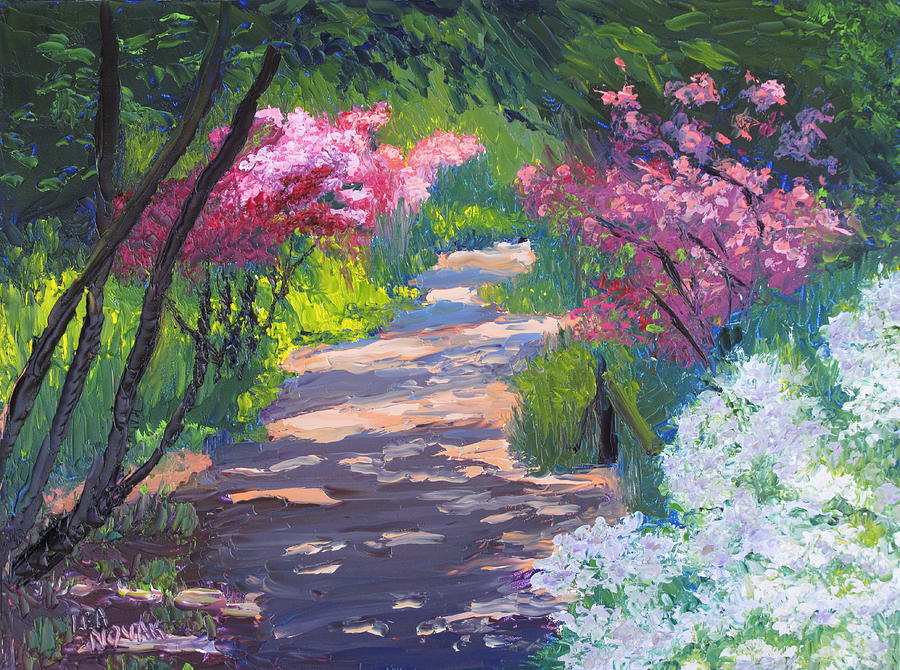 Azalea Path Sayen Gardens Painting by Lea Novak Pixels