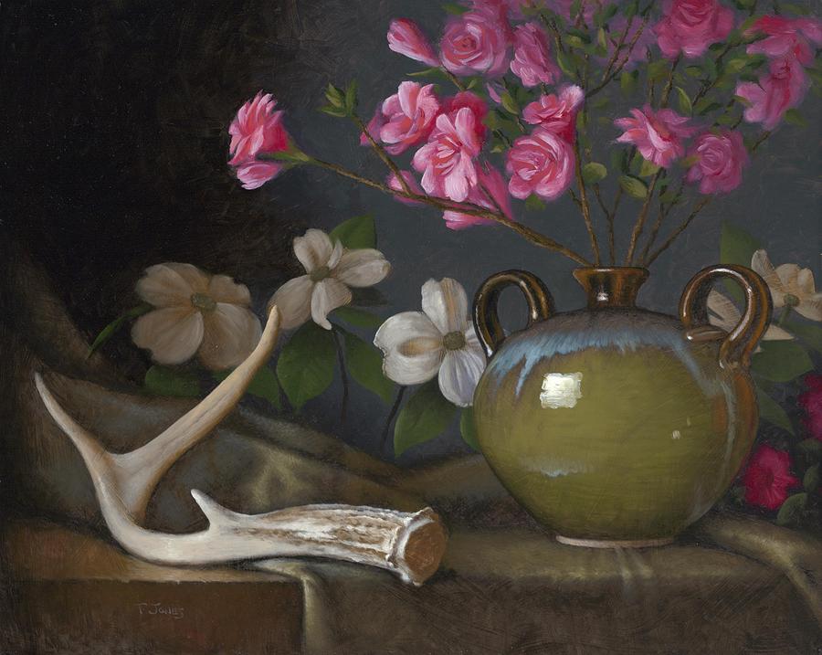 Flower Painting - Azaleas and Dogwood by Timothy Jones