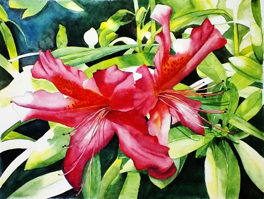 Azaleas Painting by Marcela Hampel