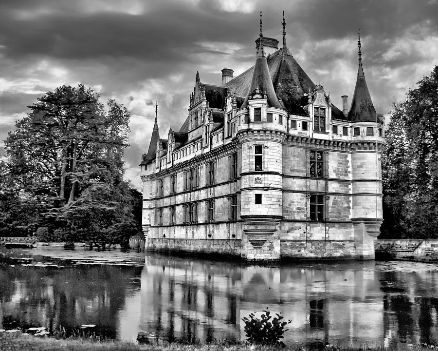 Castle Photograph - Azay-le-Rideau - BW by Nikolyn McDonald