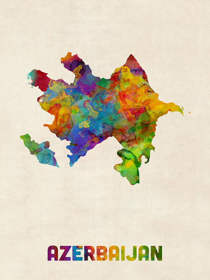 Azerbaijan Watercolor Map Digital Art by Michael Tompsett