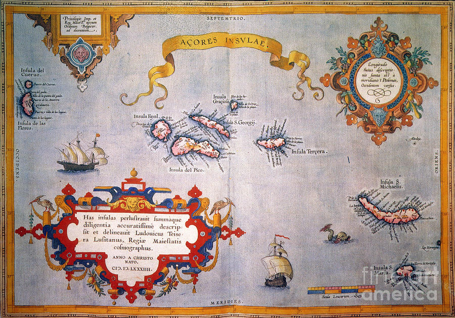AZORES MAP, c1584 Photograph by Granger