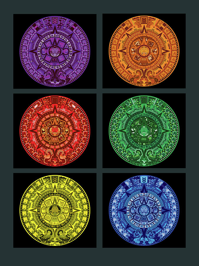 Aztec Calendar in New Colors Digital Art by Bob Gomez Fine Art America