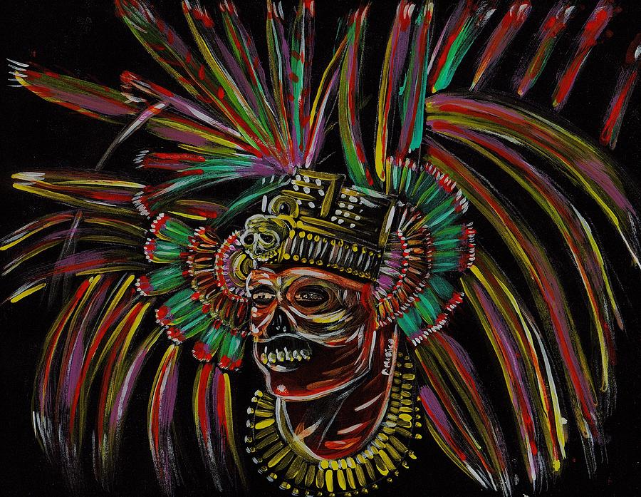 Aztec Skull Warrior Painting by Americo Salazar