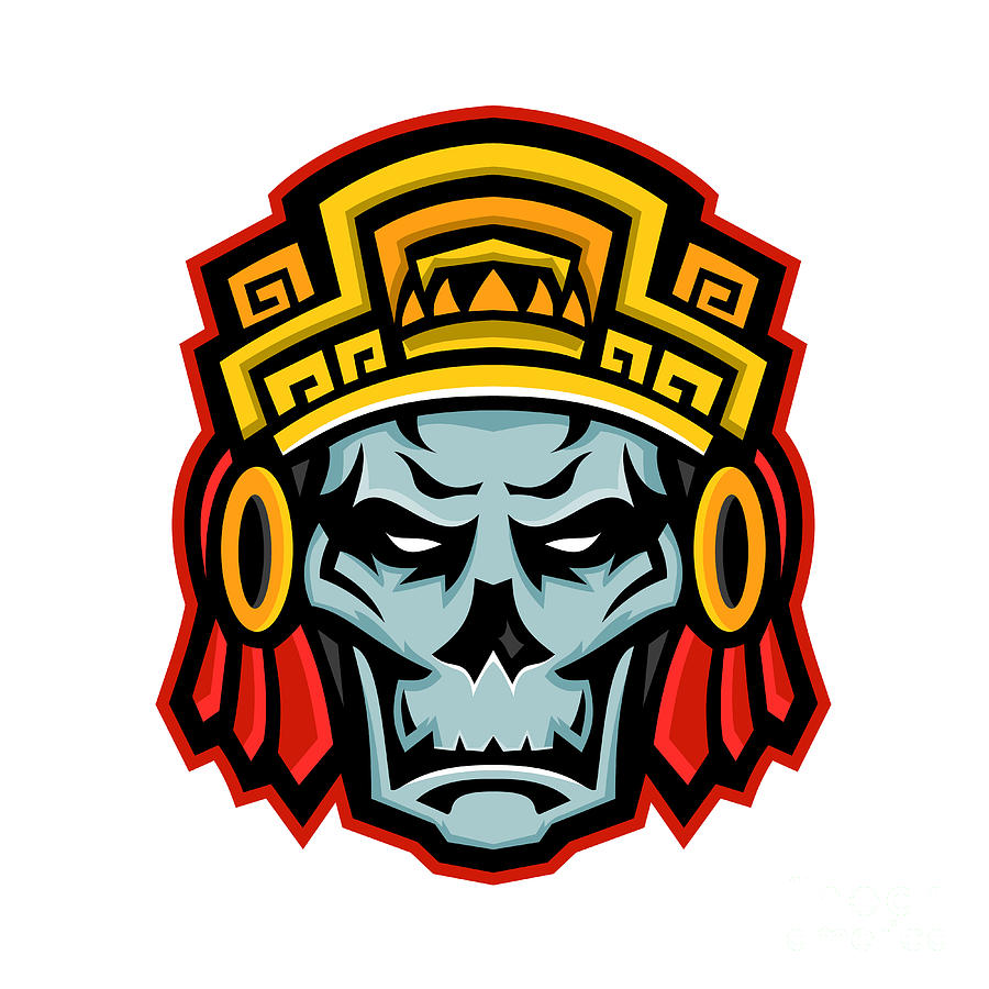 Aztec Warrior Skull Mascot Digital Art by Aloysius Patrimonio Fine