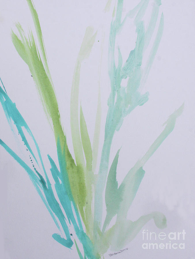 Azul Verdoso Bamboo Rain  Painting by Robin Pedrero
