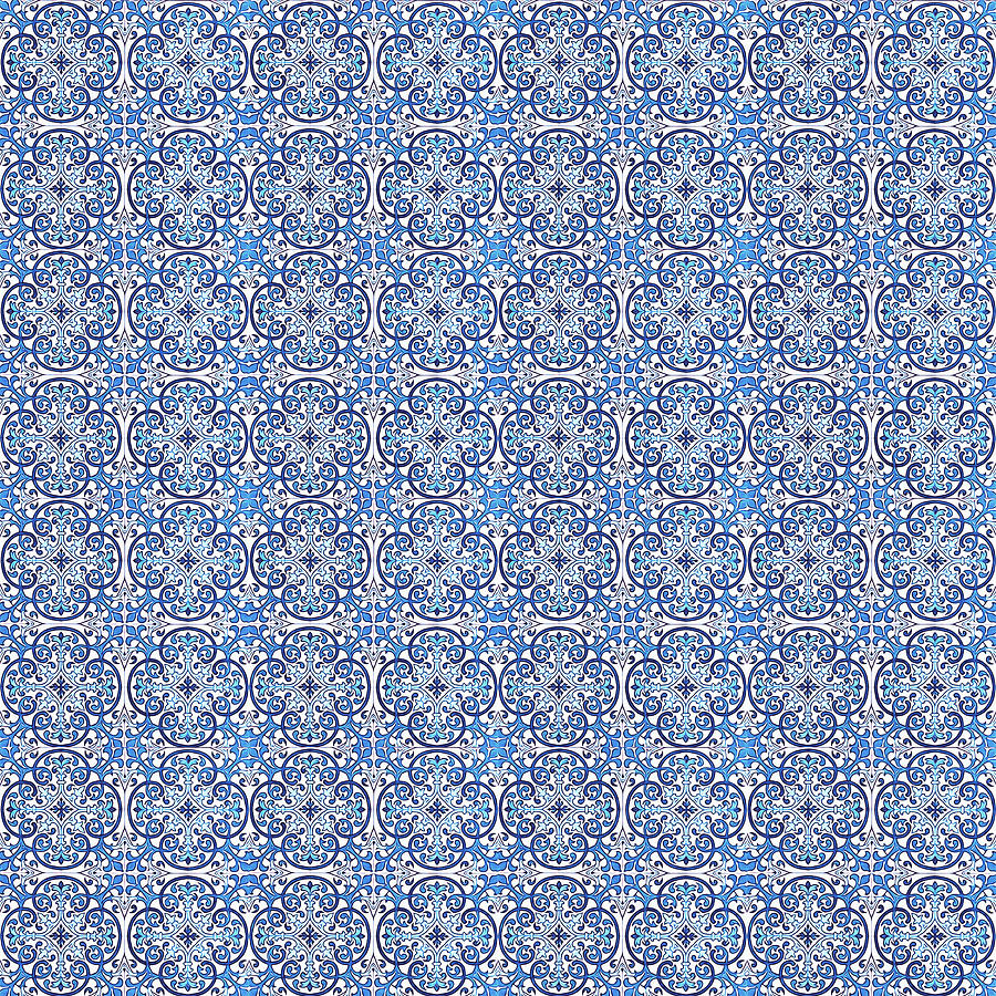 Azulejo Floral Pattern - 05 Digital Art by AM FineArtPrints