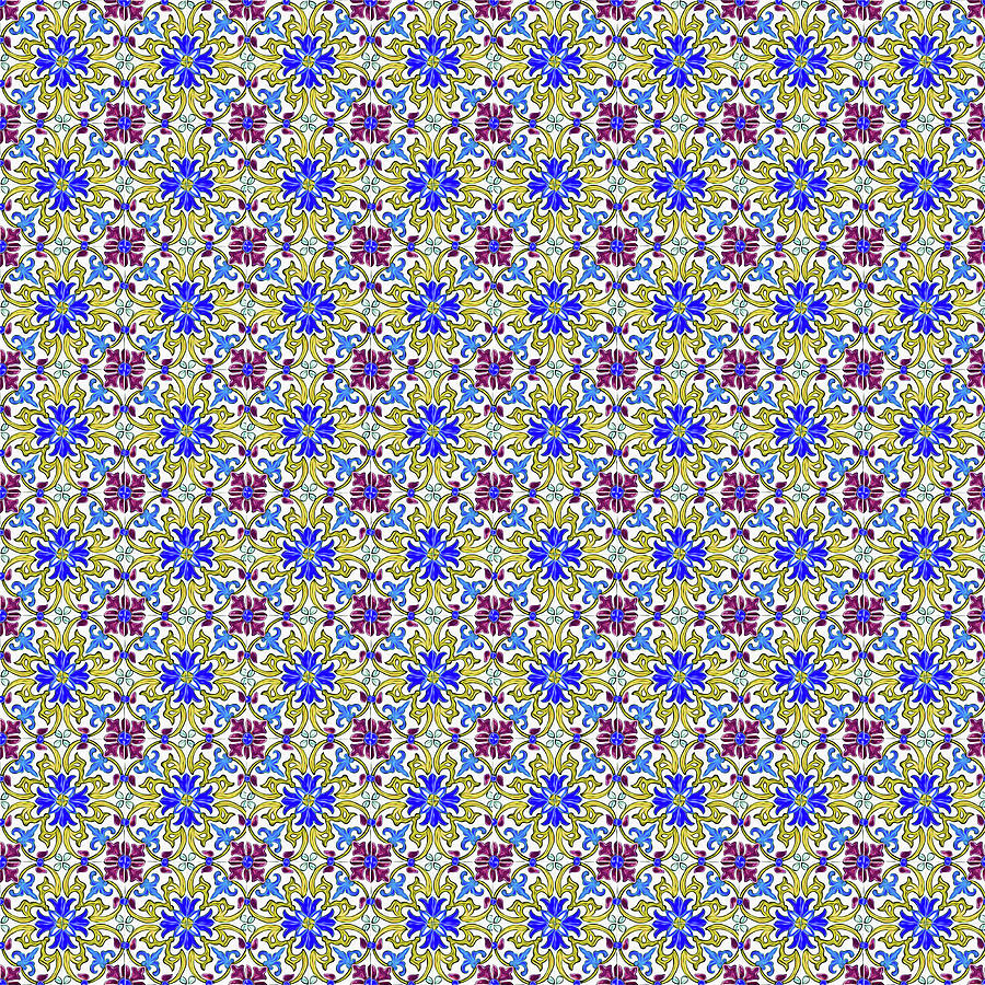 Azulejo Floral Pattern - 12 Digital Art by AM FineArtPrints