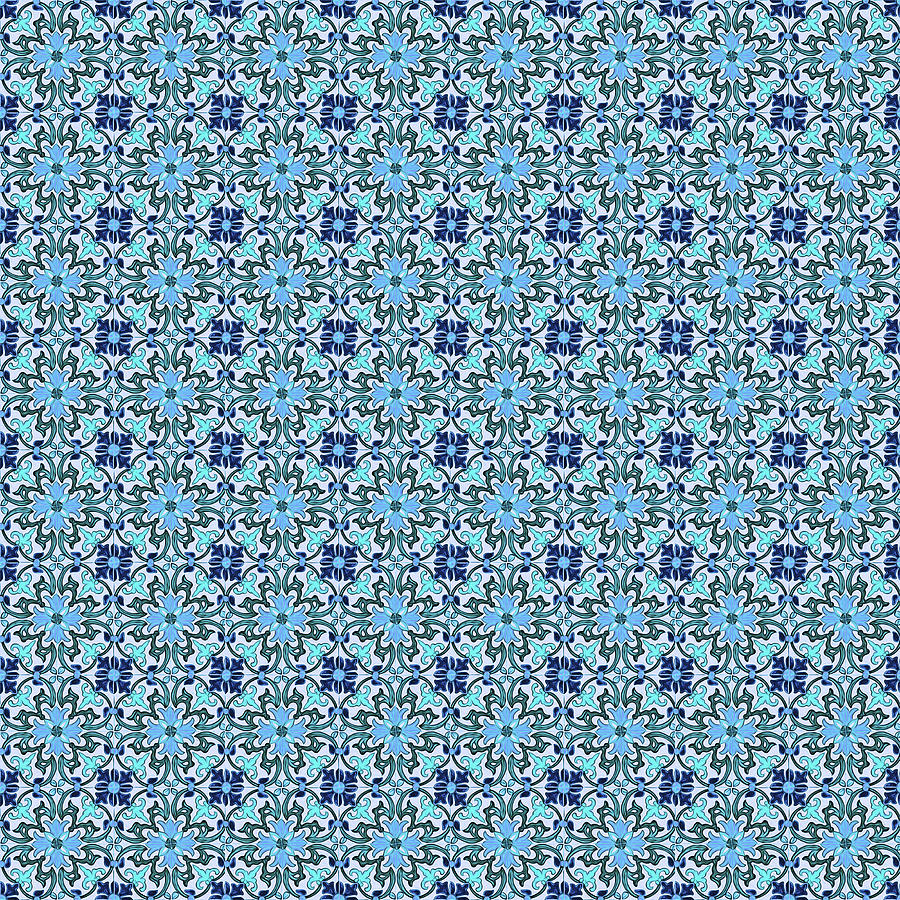 Azulejo Floral Pattern - 16 Digital Art by AM FineArtPrints