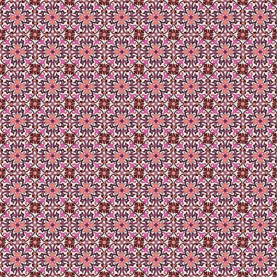Azulejo Floral Pattern - 17 Digital Art by AM FineArtPrints