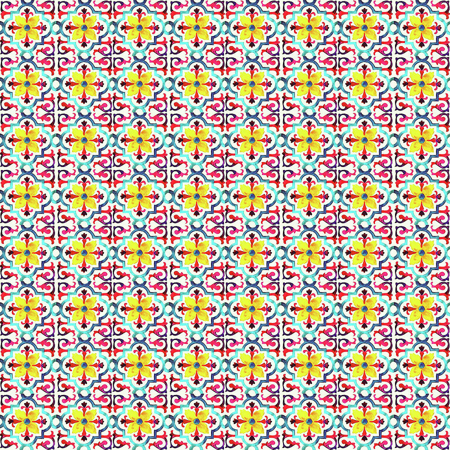Azulejo Floral Pattern - 25 Photograph by AM FineArtPrints