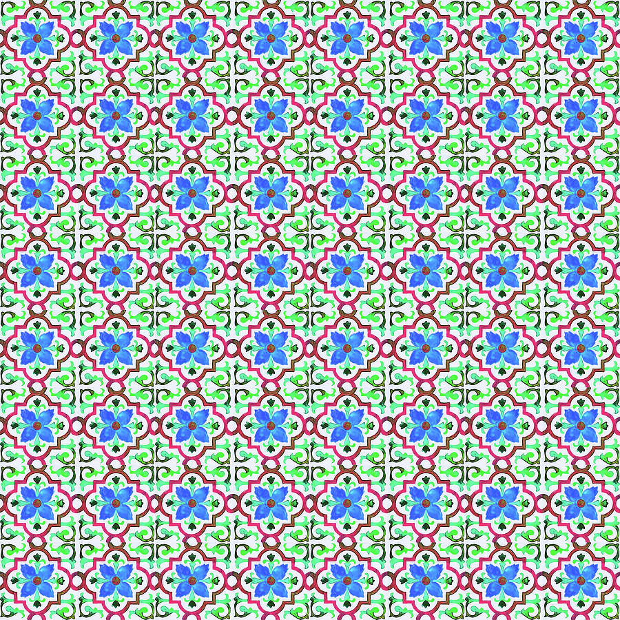 Azulejo Floral Pattern - 26 Photograph by AM FineArtPrints