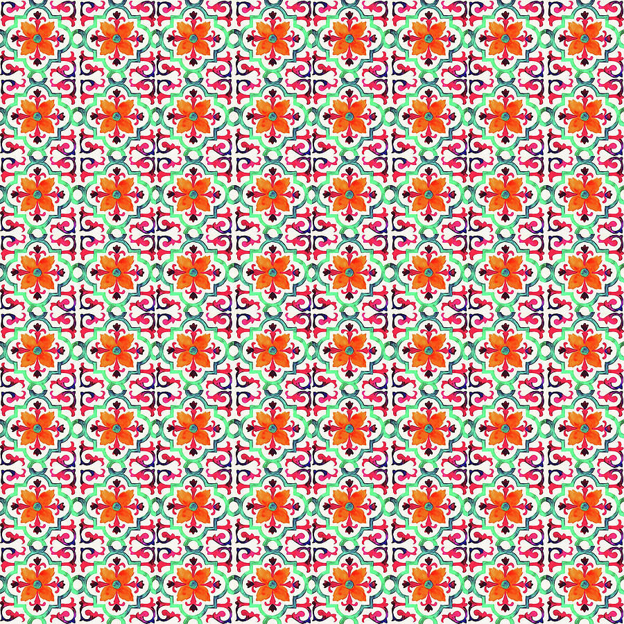 Azulejo Floral Pattern - 27 Photograph by AM FineArtPrints