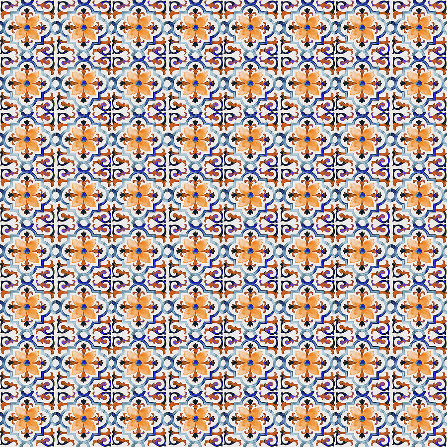 Azulejo Floral Pattern - 28 Photograph by AM FineArtPrints