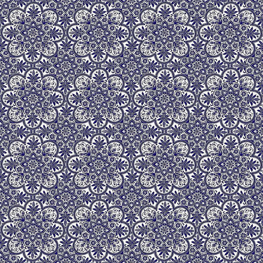 Azulejo Floral Pattern - 31 Digital Art by AM FineArtPrints