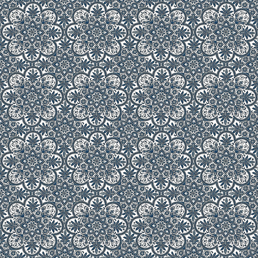 Azulejo Floral Pattern - 32 Digital Art by AM FineArtPrints