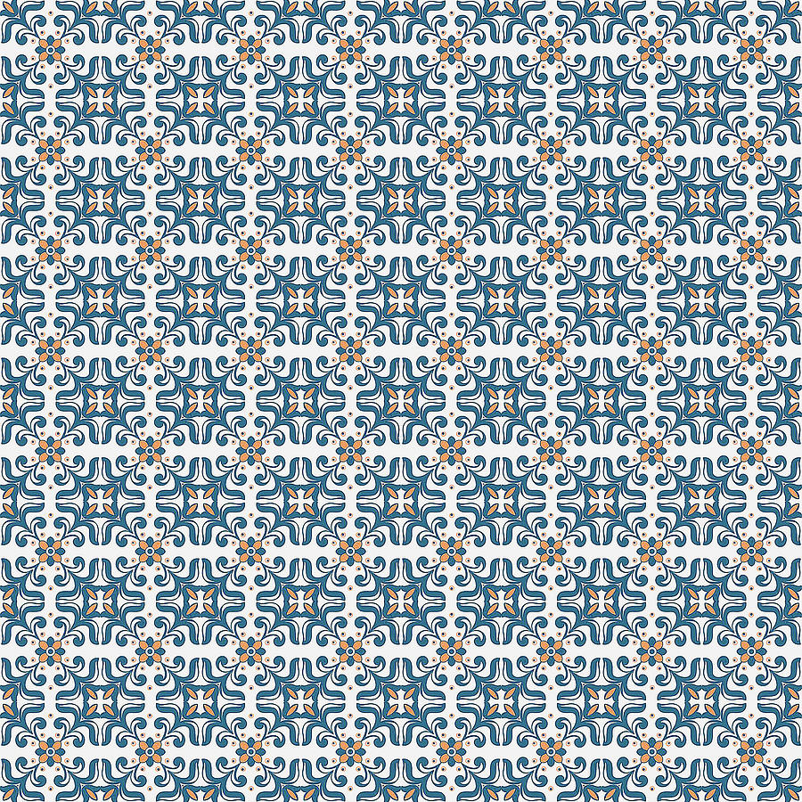 Azulejo Floral Pattern - 41 Painting by AM FineArtPrints