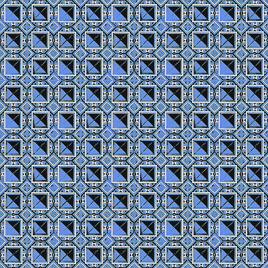 Azulejo, Geometric Pattern - 07 Digital Art by AM FineArtPrints