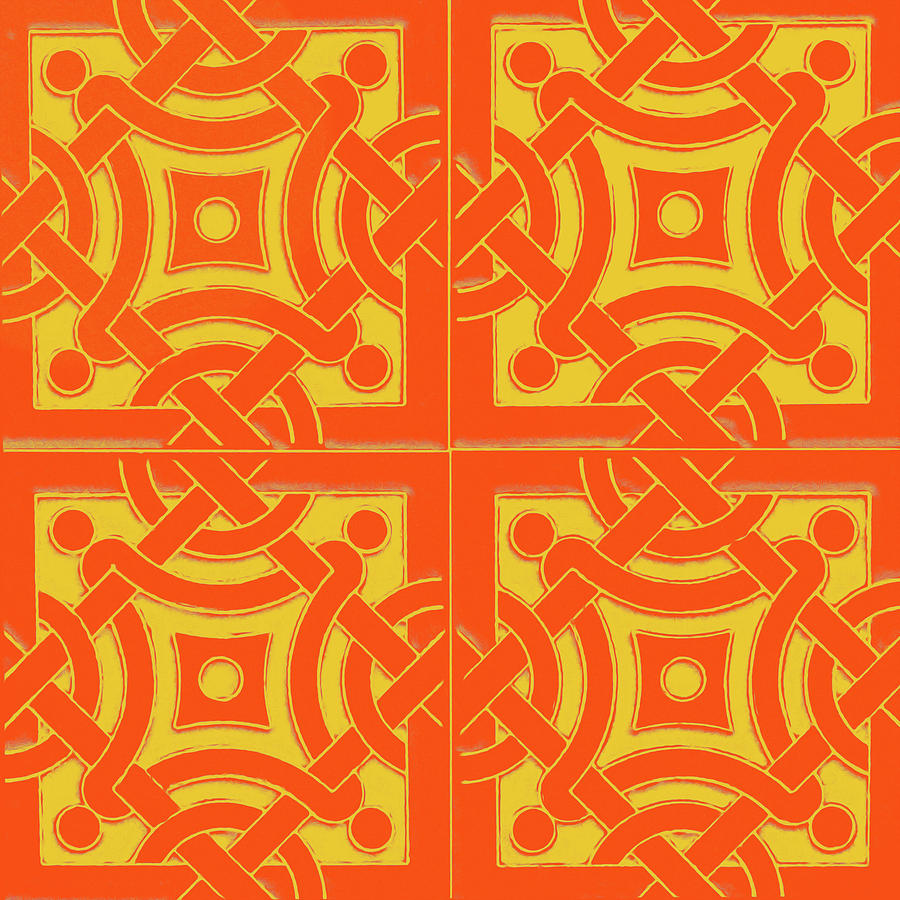 Azulejo, Geometric Pattern - 13 Mixed Media by AM FineArtPrints
