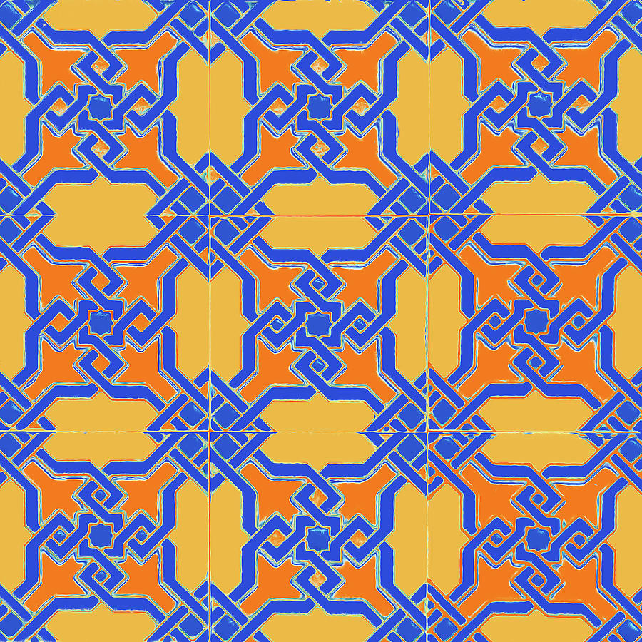 Azulejo, Geometric Pattern - 15 Digital Art by AM FineArtPrints