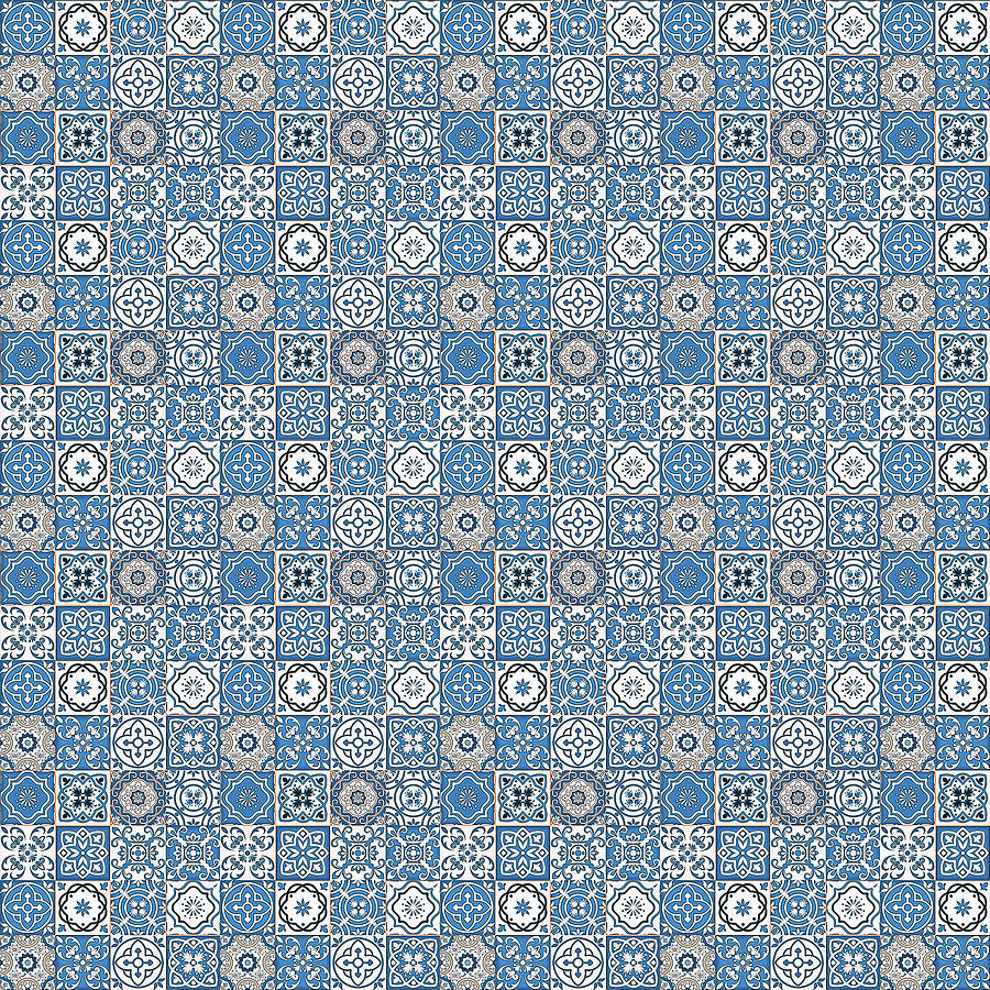 Azulejo, Geometric Pattern - 21 Digital Art by AM FineArtPrints