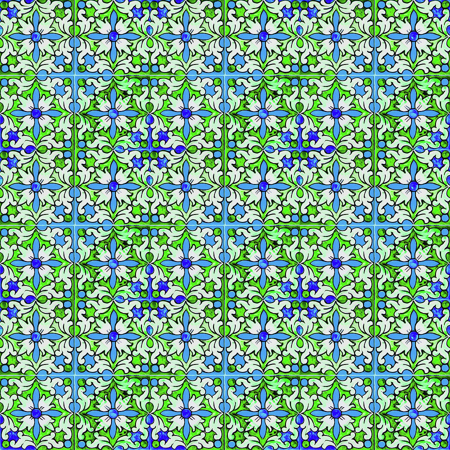Azulejo Spring - 01  Digital Art by AM FineArtPrints
